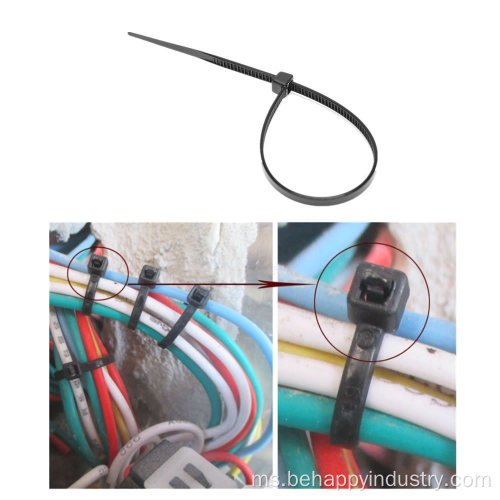 Hubungan zip plastik mengikat hubungan kabel hitam